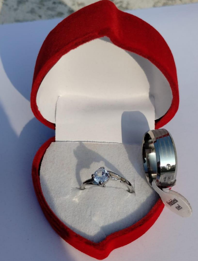 Stylish Silver Couple's Ring - 2 Pcs Set
