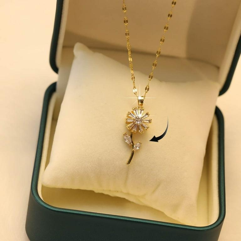 Sunflower Design Gold Plated Zircon Pendant.