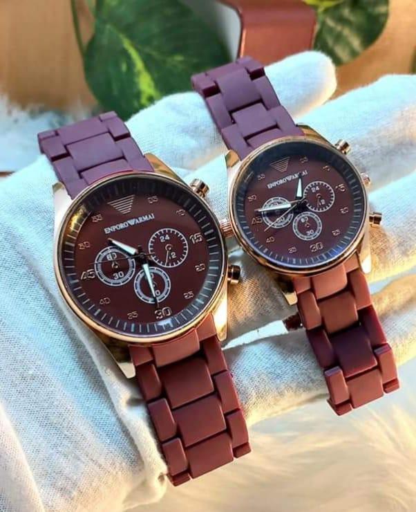 Unisex Stainless Steel Chronograph Couple Watches